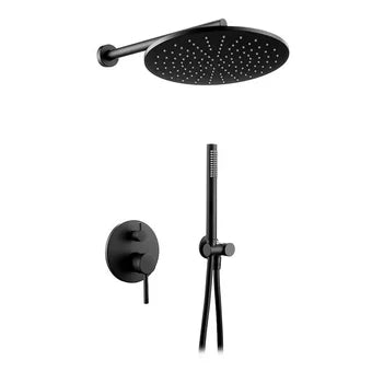 Cortez Black Concealed Shower Set with Rain Head & Handshower