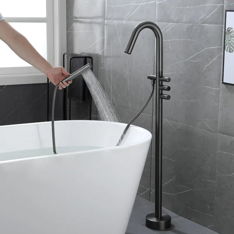 Enfield Freestanding Floor Mounted Bath Filler with Hose