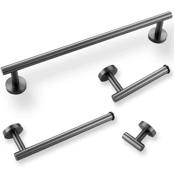 Bathroom Hardware Set with Towel Bar, Toilet Paper Holder, Towel Ring, Robe Hook & Hanging Rack