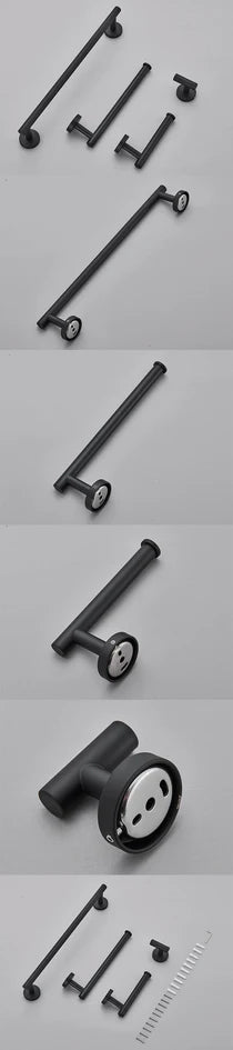 Bathroom Hardware Set with Towel Bar, Toilet Paper Holder, Towel Ring, Robe Hook & Hanging Rack