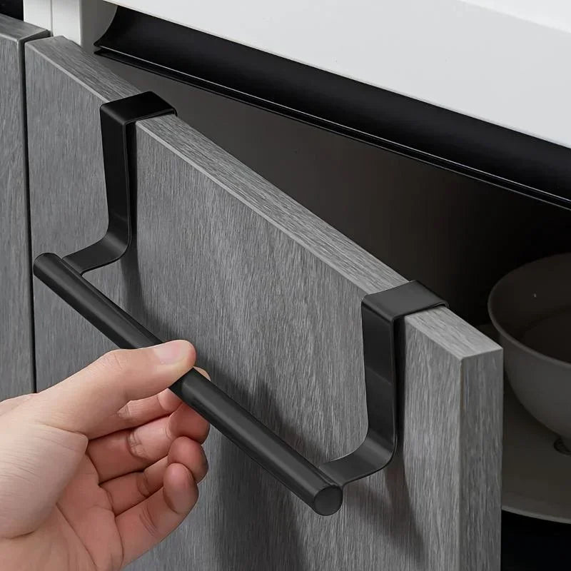 Door Hanging Steel Over Cabinet Towel Rod Storage Organizer Bathroom & Kitchen
