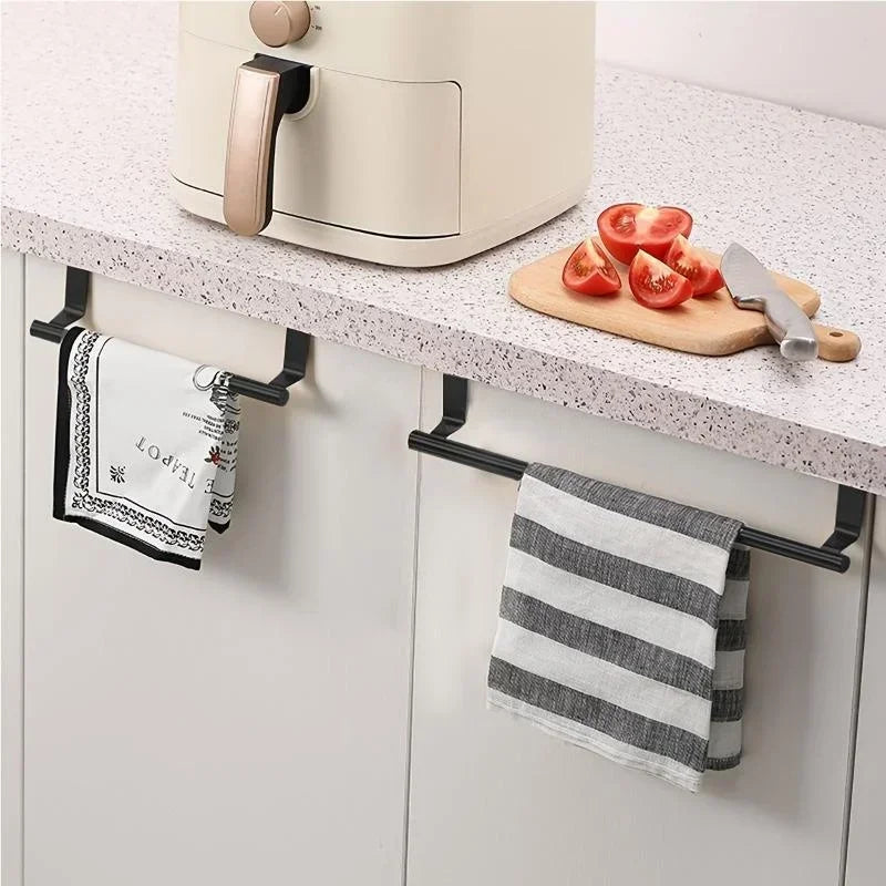 Door Hanging Steel Over Cabinet Towel Rod Storage Organizer Bathroom & Kitchen