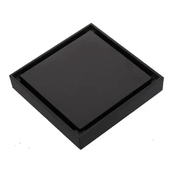 Black Square Shower Drain 100x100 – Anti-Odor Tile Insert Floor Waste Grate, 100% Brass