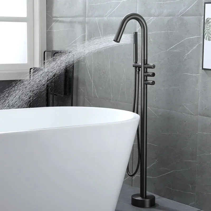 Enfield Freestanding Floor Mounted Bath Filler with Hose