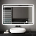 Backlit Bathroom Mirror with 3 Color Options – Dimmable, Wall-Mounted with Demister Pad