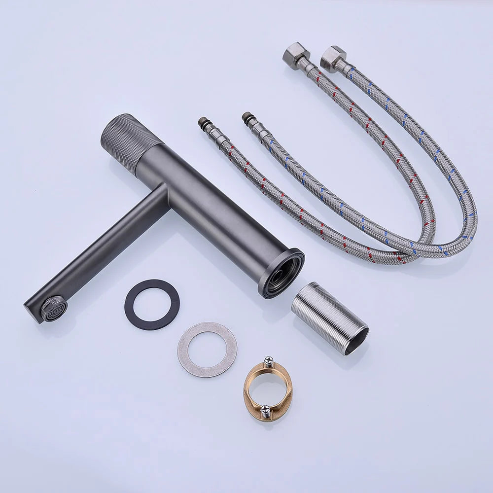 Delta Bathroom Basin Mixer Tap with Knurled Handle
