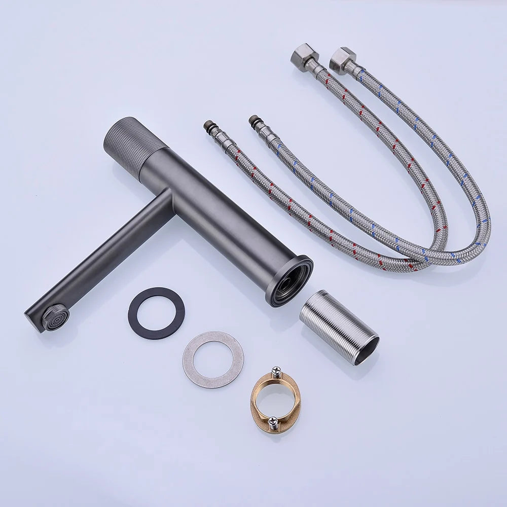 Delta Bathroom Basin Mixer Tap with Knurled Handle