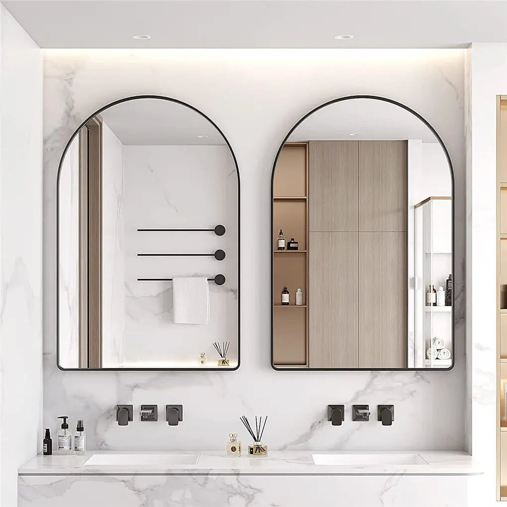 Elegant Black Arched Mirror for Bathroom & Living Room Décor